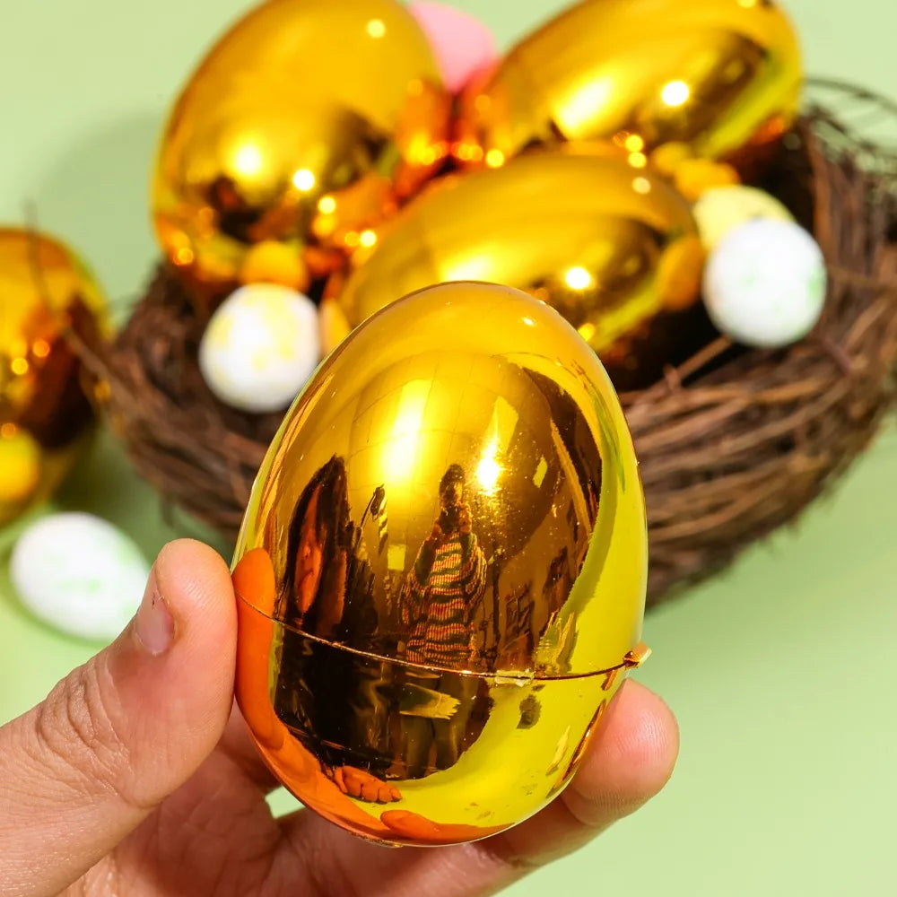Golden Easter Eggs Plastic Empty