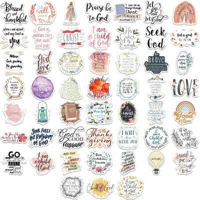 52pcs Jesus Christians Religion Sayings Stickers Skateboard Suitcase Graffiti Luggage Motorcycle DIY Bible Sticker