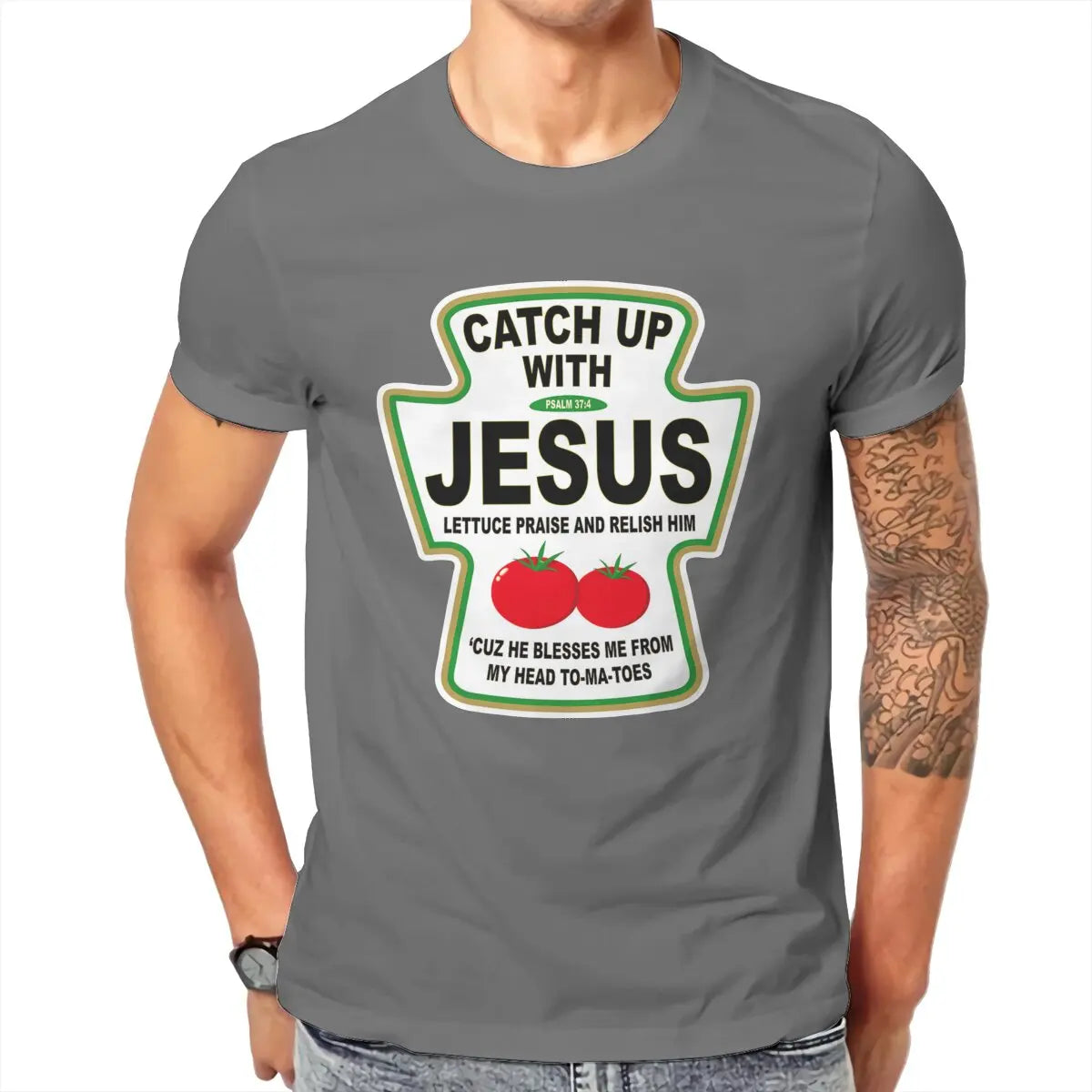 "Catch Up With Jesus" Ketchup Men's T-Shirt