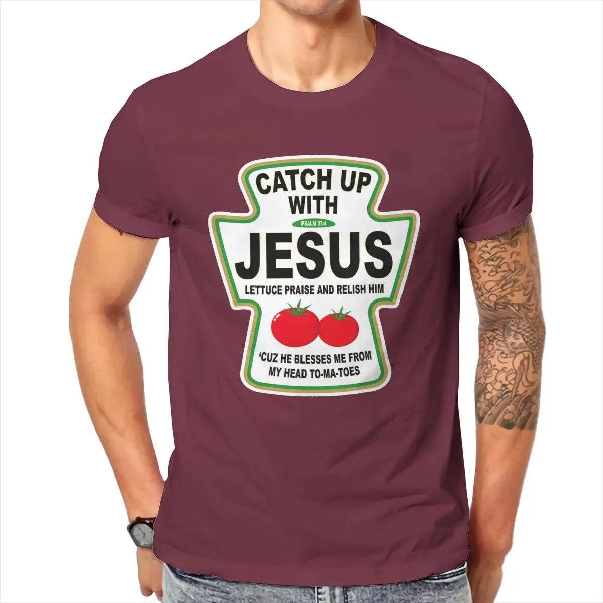 "Catch Up With Jesus" Ketchup Men's T-Shirt