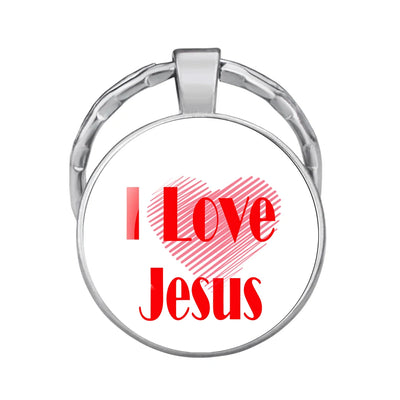 Christian Glass Dome Keychain - 'I Love Jesus' Religious Keyring, Inspirational Gift for Believers