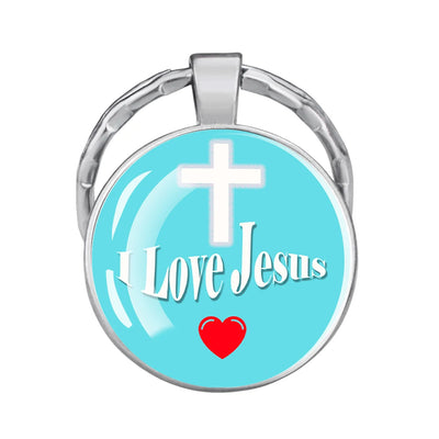 Christian Glass Dome Keychain - 'I Love Jesus' Religious Keyring, Inspirational Gift for Believers