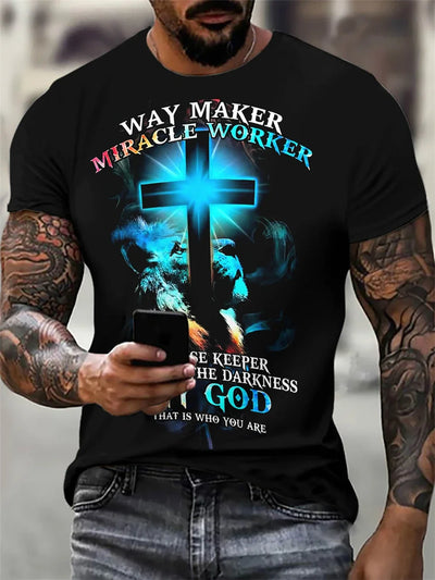 Christian Men's Clothing T-Shirt 3D Printed Round Neck Top
