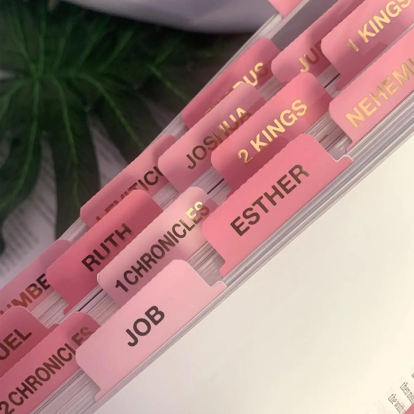 Pink Bible Tabs Large Print Laminated Bible Tabs for Women and Men Easy to Read Bible Book Tabs for Study Bible Index Tabs