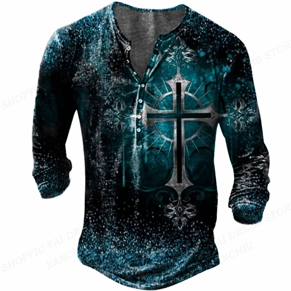 Jesus T Shirt Cross Print Long Shirt