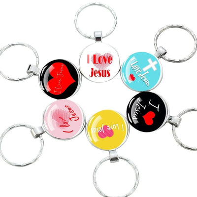 Christian Glass Dome Keychain - 'I Love Jesus' Religious Keyring, Inspirational Gift for Believers