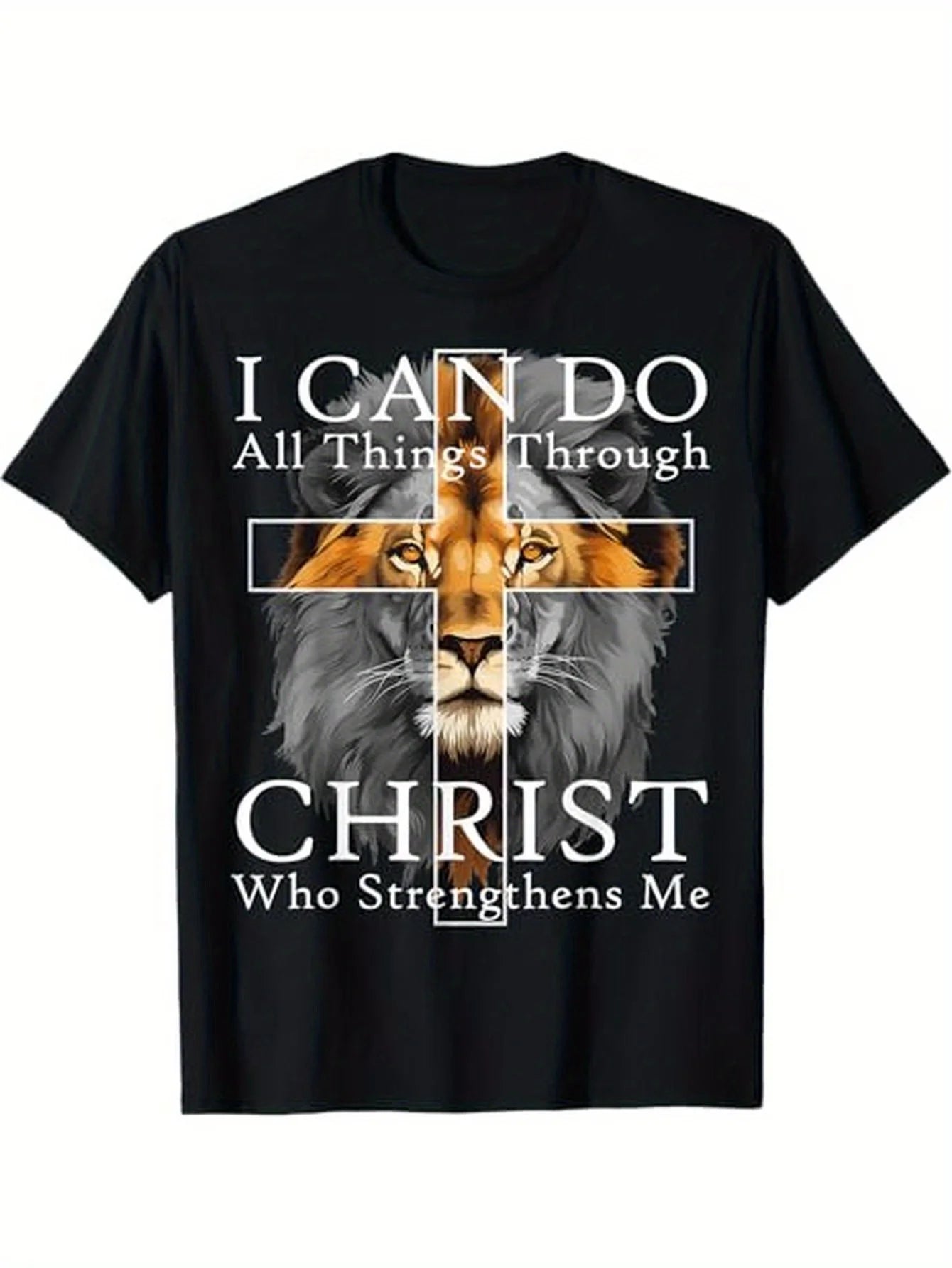 Christian Lion Faith T-shirt, Thanksgiving, Christmas Gift, Suitable for Men's Families and Friends