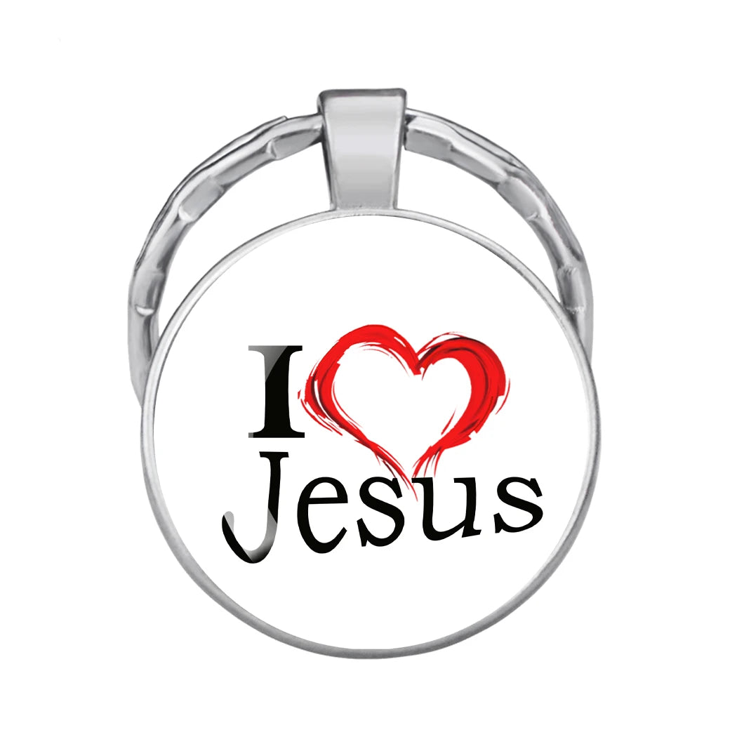Christian Glass Dome Keychain - 'I Love Jesus' Religious Keyring, Inspirational Gift for Believers