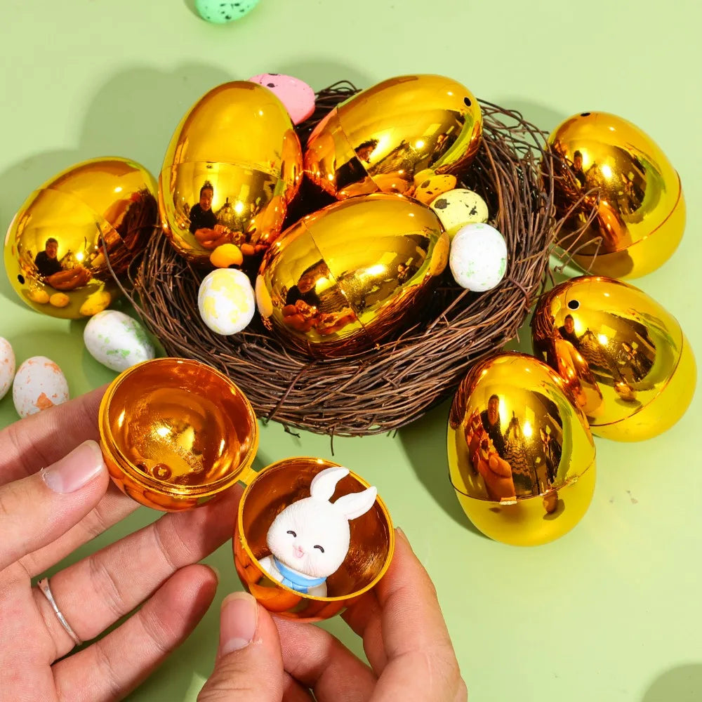 Golden Easter Eggs Plastic Empty