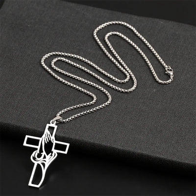 Christian Bible Cross Chain Necklace Stainless Steel pendant Necklace for Men Religious Prayer Jesus Jewelry Jewelry Gift corren