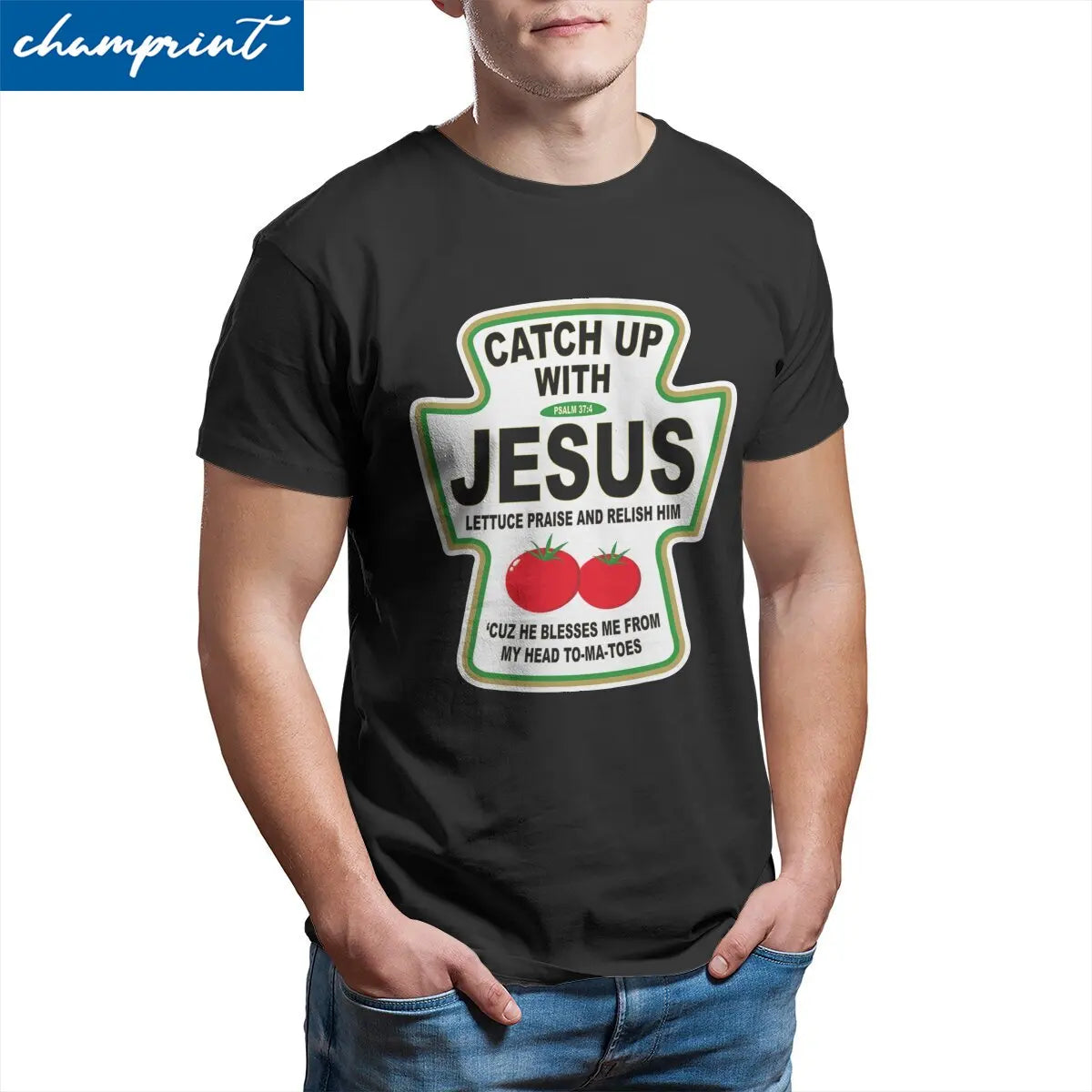 "Catch Up With Jesus" Ketchup Men's T-Shirt