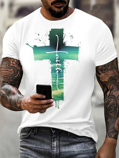 Christian Men's Clothing T-Shirt 3D Printed Round Neck Top