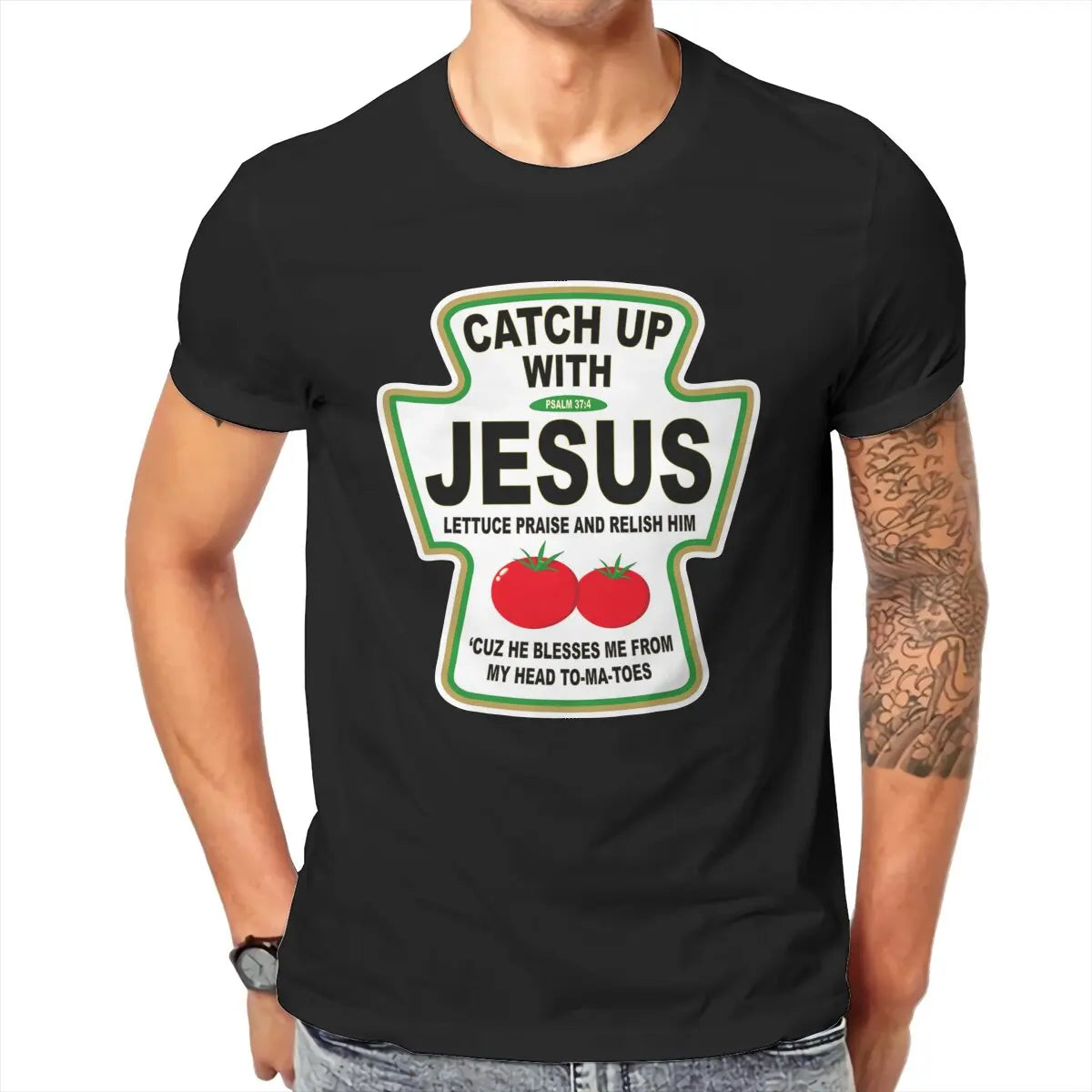 "Catch Up With Jesus" Ketchup Men's T-Shirt