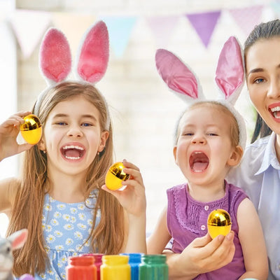 Golden Easter Eggs Plastic Empty