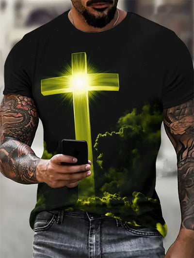 Christian Men's Clothing T-Shirt 3D Printed Round Neck Top