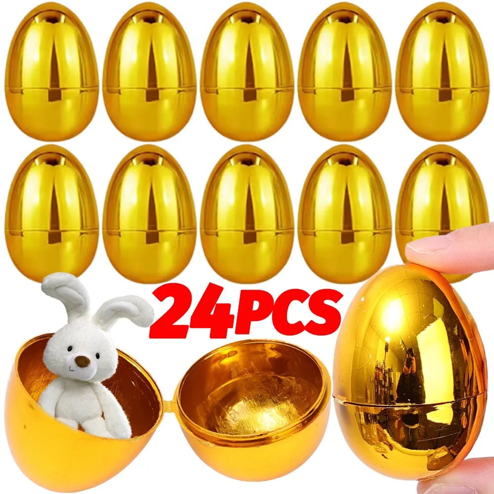 Golden Easter Eggs Plastic Empty