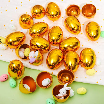 Golden Easter Eggs Plastic Empty