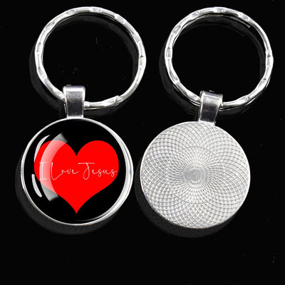 Christian Glass Dome Keychain - 'I Love Jesus' Religious Keyring, Inspirational Gift for Believers