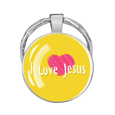 Christian Glass Dome Keychain - 'I Love Jesus' Religious Keyring, Inspirational Gift for Believers