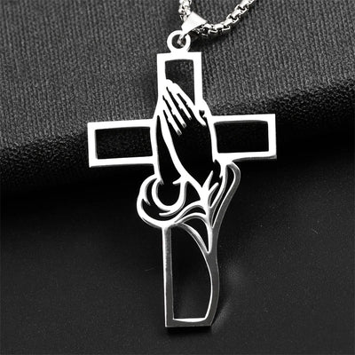 Christian Bible Cross Chain Necklace Stainless Steel pendant Necklace for Men Religious Prayer Jesus Jewelry Jewelry Gift corren
