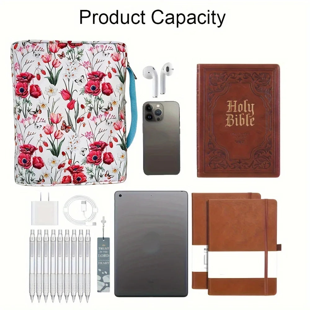 Bible Cover Case, Stylish Functional Portable Bible Carrying Case Pockets Zipper