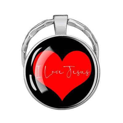 Christian Glass Dome Keychain - 'I Love Jesus' Religious Keyring, Inspirational Gift for Believers
