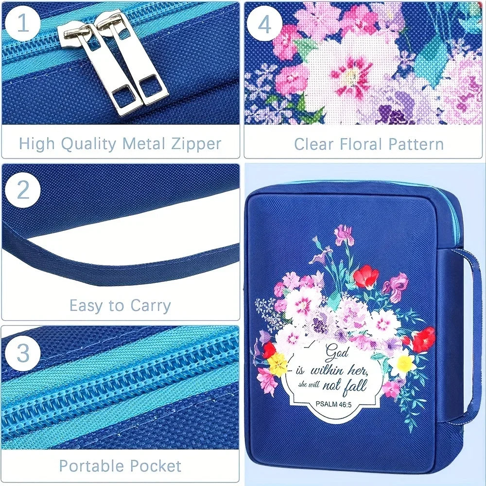 Bible Cover Case, Stylish Functional Portable Bible Carrying Case Pockets Zipper
