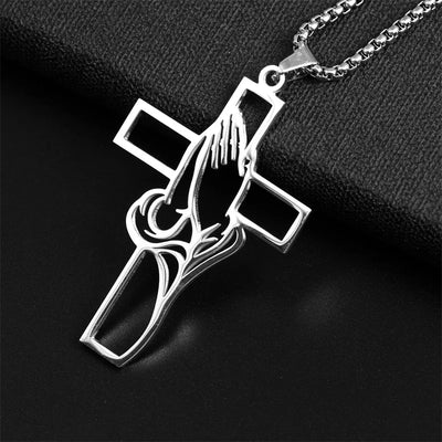 Christian Bible Cross Chain Necklace Stainless Steel pendant Necklace for Men Religious Prayer Jesus Jewelry Jewelry Gift corren