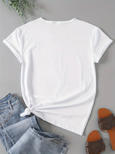 "Jesus" Print T-Shirt, Summer Short Women's Clothing