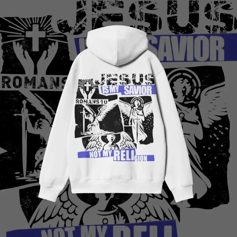 "Jesus Is My Savior Not My Religion" Print Hoodie