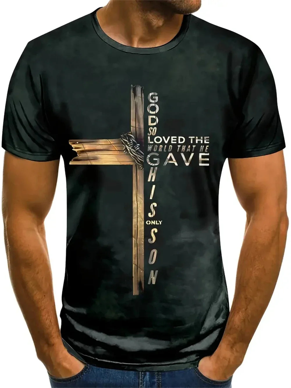 Christian Men's Clothing T-Shirt 3D Printed Round Neck Top