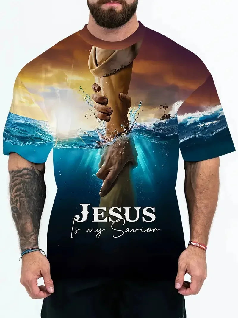 Jesus Christ Pattern T-Shirt