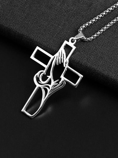 Christian Bible Cross Chain Necklace Stainless Steel pendant Necklace for Men Religious Prayer Jesus Jewelry Jewelry Gift corren