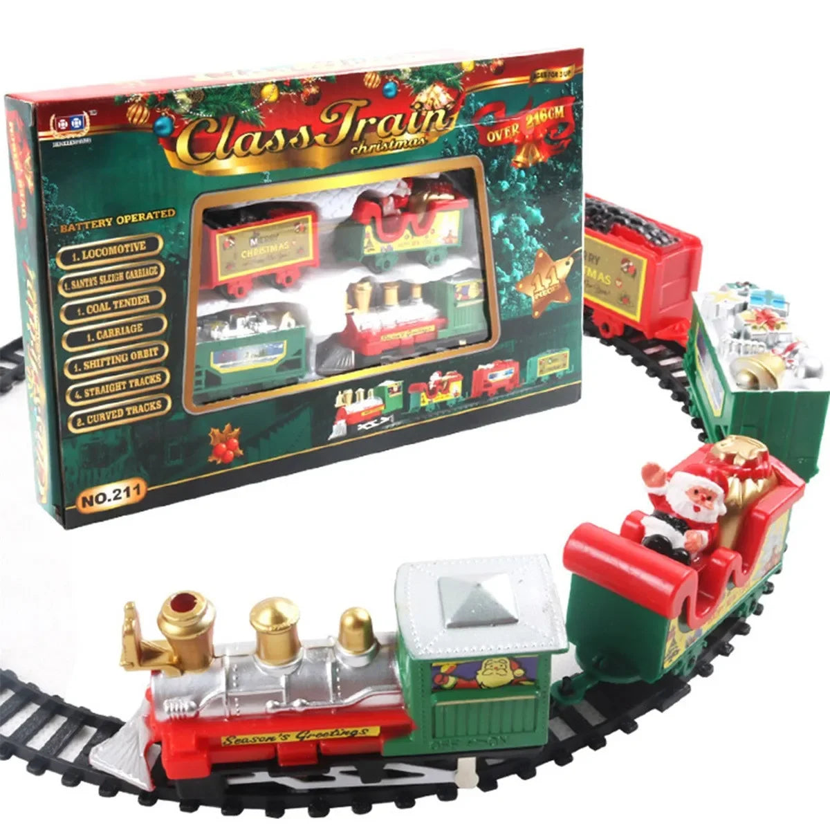 Christmas Realistic Electric Train Set,Easy To Ass-emble & Safe For Kids Gift & Party Home Christmas Tree Decoration