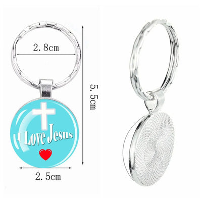 Christian Glass Dome Keychain - 'I Love Jesus' Religious Keyring, Inspirational Gift for Believers