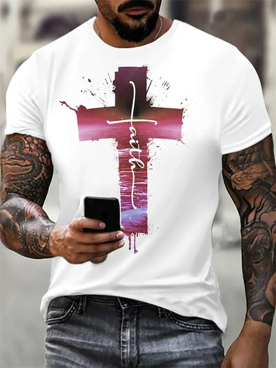 Christian Men's Clothing T-Shirt 3D Printed Round Neck Top