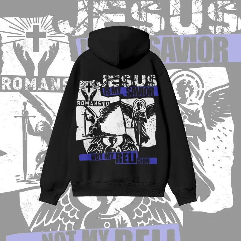 "Jesus Is My Savior Not My Religion" Print Hoodie