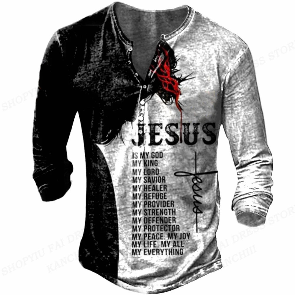 Jesus T Shirt Cross Print Long Shirt