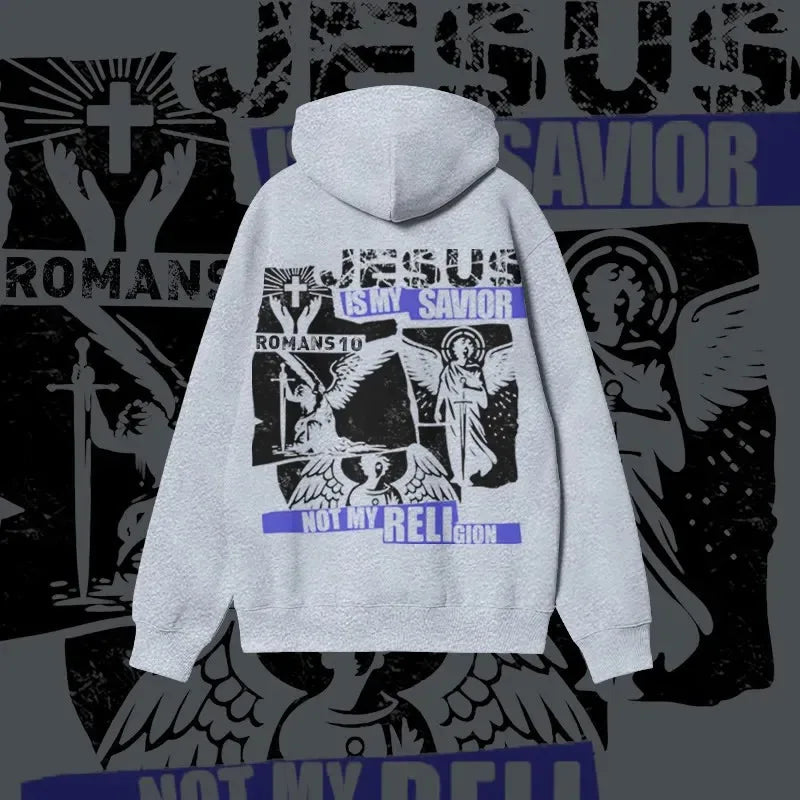 "Jesus Is My Savior Not My Religion" Print Hoodie