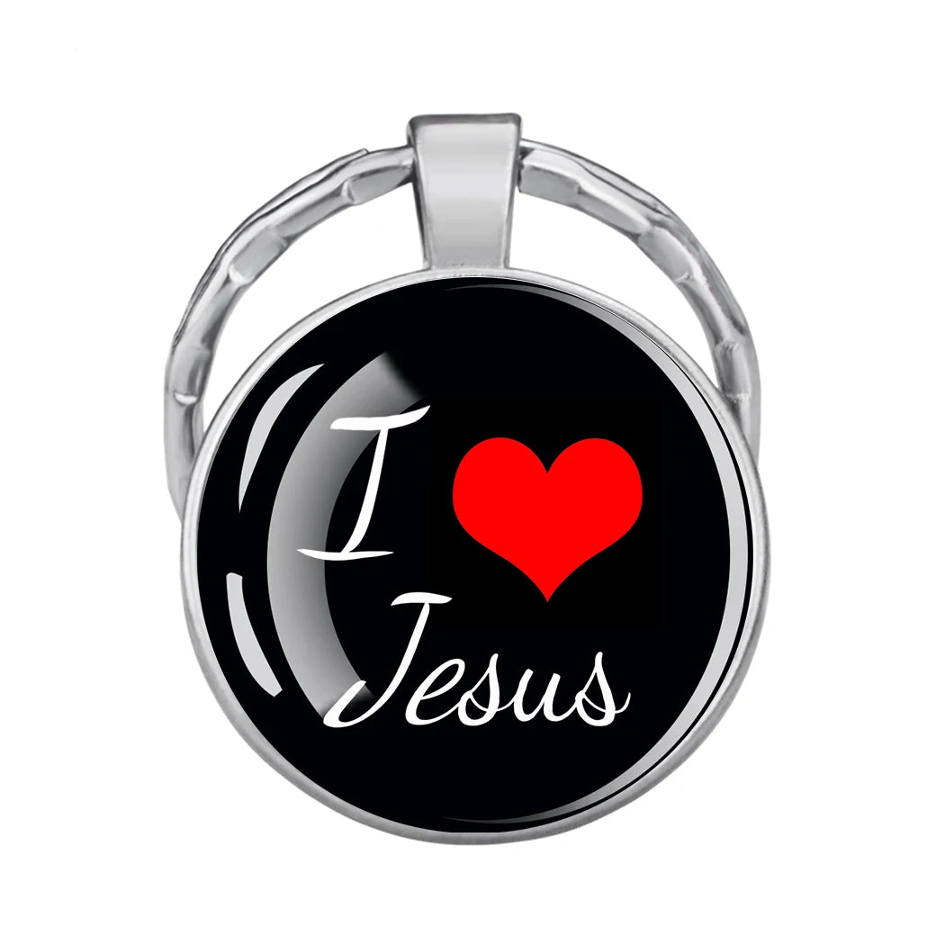 Christian Glass Dome Keychain - 'I Love Jesus' Religious Keyring, Inspirational Gift for Believers