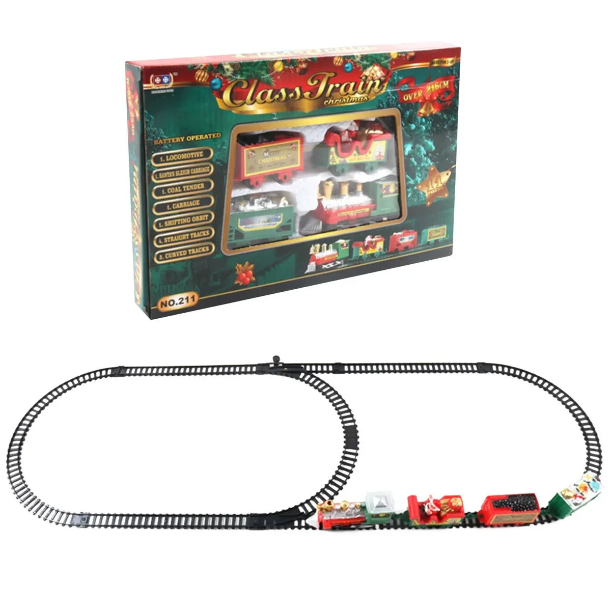 Christmas Realistic Electric Train Set,Easy To Ass-emble & Safe For Kids Gift & Party Home Christmas Tree Decoration